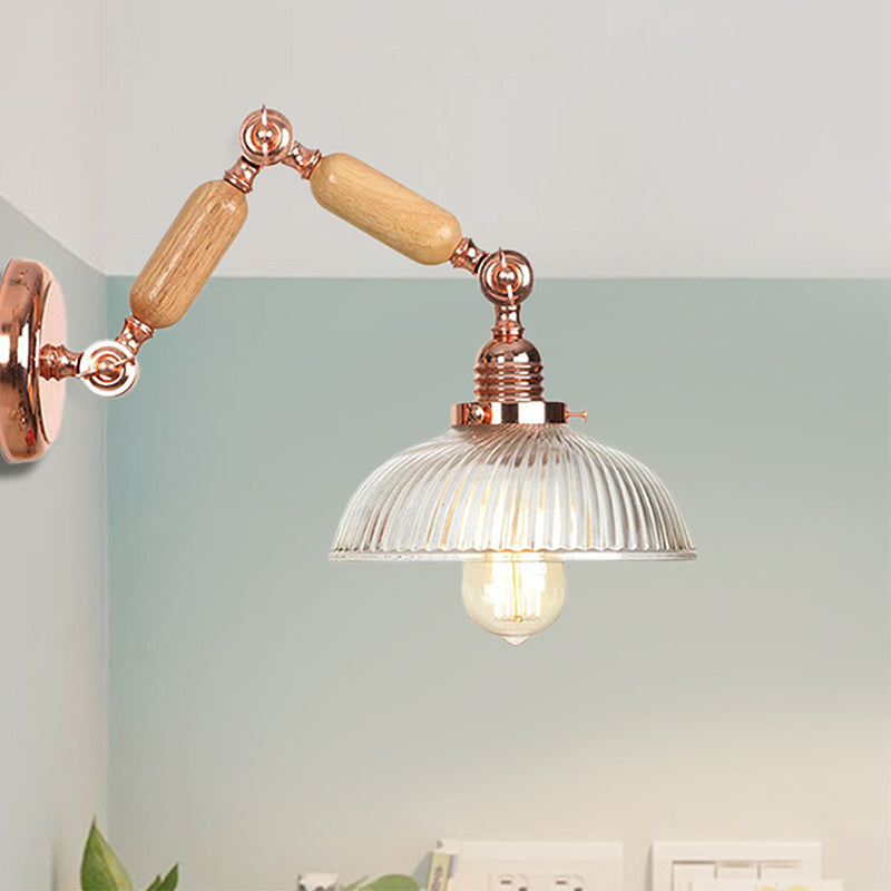 Frendorf | 1 Licht Prismatic Glas Wandlamp Licht Vintage Roségoud Kom Schlafzimmer Beleuchtung Fixture mit ausziehbarem Arm