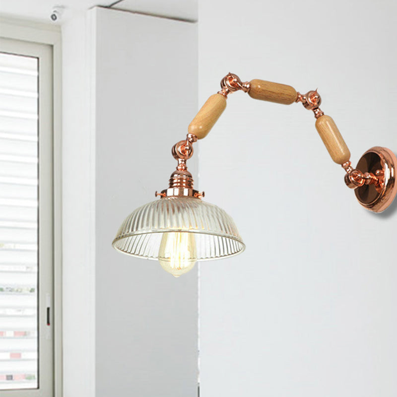 Frendorf | Eine Wandleuchte mit einer Schüsselshade geripptes Glas Vintage-Stil Wohnzimmer Wandleuchte Beleuchtung Fixture