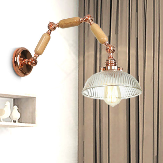 Frendorf | Eine Wandleuchte mit einer Schüsselshade geripptes Glas Vintage-Stil Wohnzimmer Wandleuchte Beleuchtung Fixture