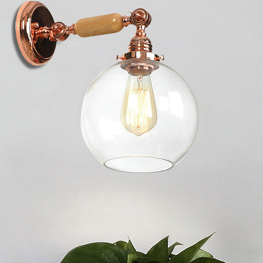 Frendorf | Orb Shade Klar Glas Wandlampe Industrie Einzelne Glühbirne Wohnzimmer Wandlicht in Roségold