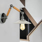 Frendorf | Eine Leuchten Wandlampe mit Schüsselschirm geriffeltes Glas Vintage Arbeitszimmer Wandleuchte mit 8"+8"/6"+6"/8"+4" ausziehbarem Holzarm