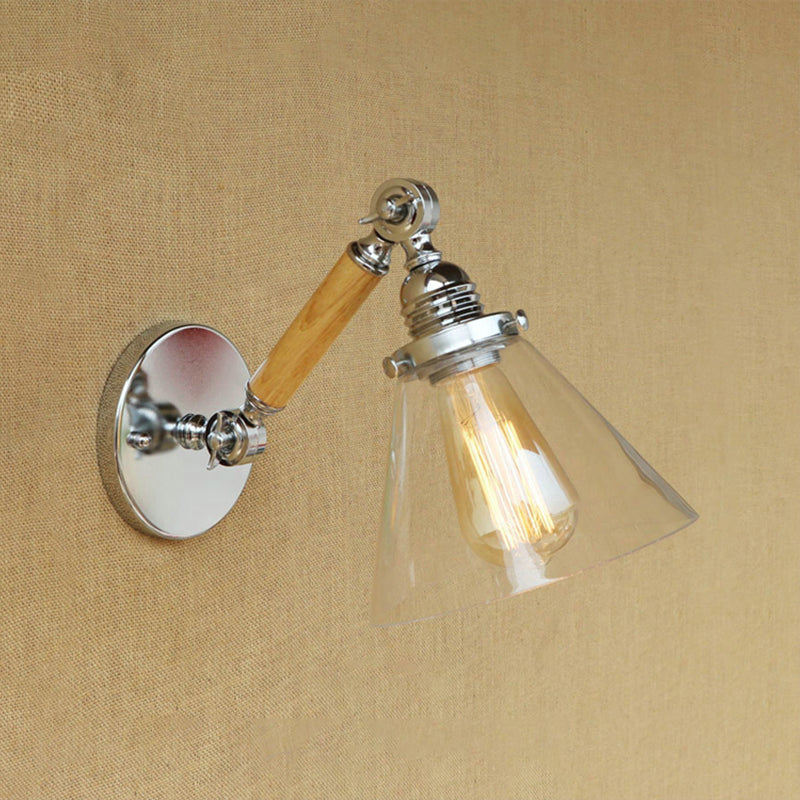 Frendorf | Kegel Klar Glas Wandmontierte Lampe Industrial Einzelne Glühbirne Esszimmer Wandleuchte Licht, 8"/4"/14"