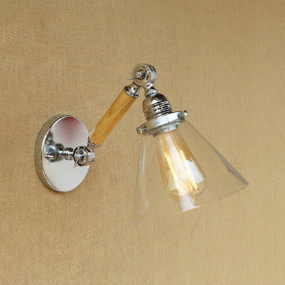 Frendorf | Kegel Klar Glas Wandmontierte Lampe Industrial Einzelne Glühbirne Esszimmer Wandleuchte Licht, 8"/4"/14"