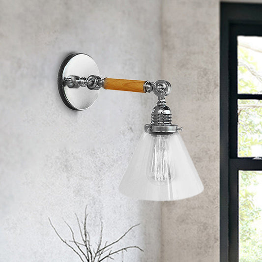 Frendorf | Kegel Klar Glas Wandmontierte Lampe Industrial Einzelne Glühbirne Esszimmer Wandleuchte Licht, 8"/4"/14"