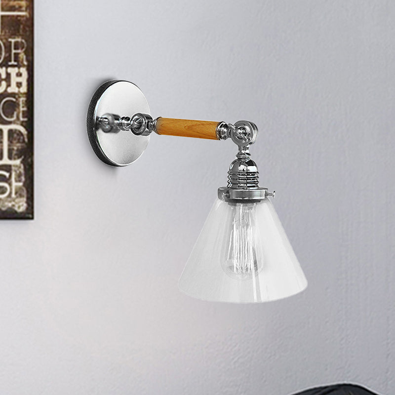 Frendorf | Kegel Klar Glas Wandmontierte Lampe Industrial Einzelne Glühbirne Esszimmer Wandleuchte Licht, 8"/4"/14"