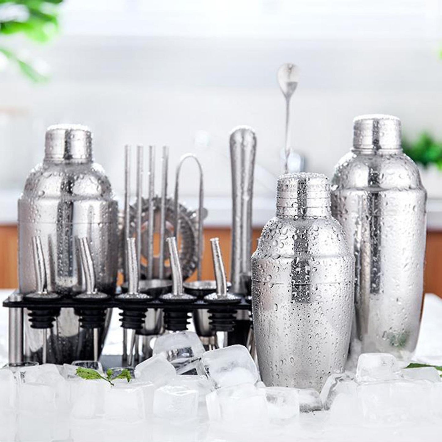 Frendorf | MixMaster 23-teiliges Barkeeper Kit | Edelstahl Cocktail Shaker Set | Professionelles Bar Zubehör mit Ständer