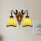 Frendorf | Gelbes Glas Alter Messing Wandleuchte Bogen/Nixe 2 Köpfe Mission Wandmontierte Lampe