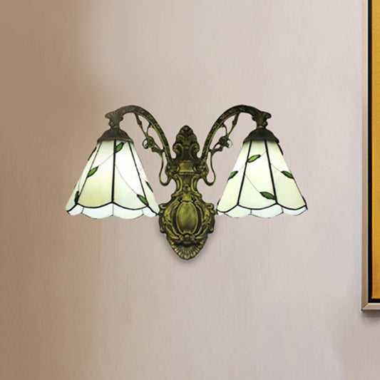 Frendorf | Blad Wandlamp 2 Lichten Gevlekte Glas Rustieke Wandverlichting voor Slaapkamer