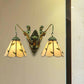Frendorf | Blad Wandlamp 2 Lichten Gevlekte Glas Rustieke Wandverlichting voor Slaapkamer