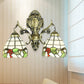 Frendorf | Rustiek Tiffany Wandverlichting Gekleurde Glas 2 Lichten Binnen Wandverlichting in Verouderd Messing