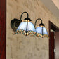 Frendorf | 2 Lichten Pyramide Wandverlichting met Gooseneck Missiestijl Glas-in-lood Wandlamp