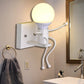 Metal Little Robot Wandlicht Nackte Glühbirne Ein Licht Modern Stil Wandarmatur für Flur Badezimmer