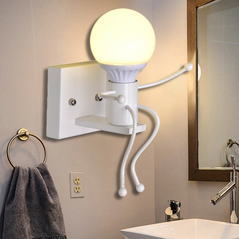 Metal Little Robot Wandlicht Nackte Glühbirne Ein Licht Modern Stil Wandarmatur für Flur Badezimmer