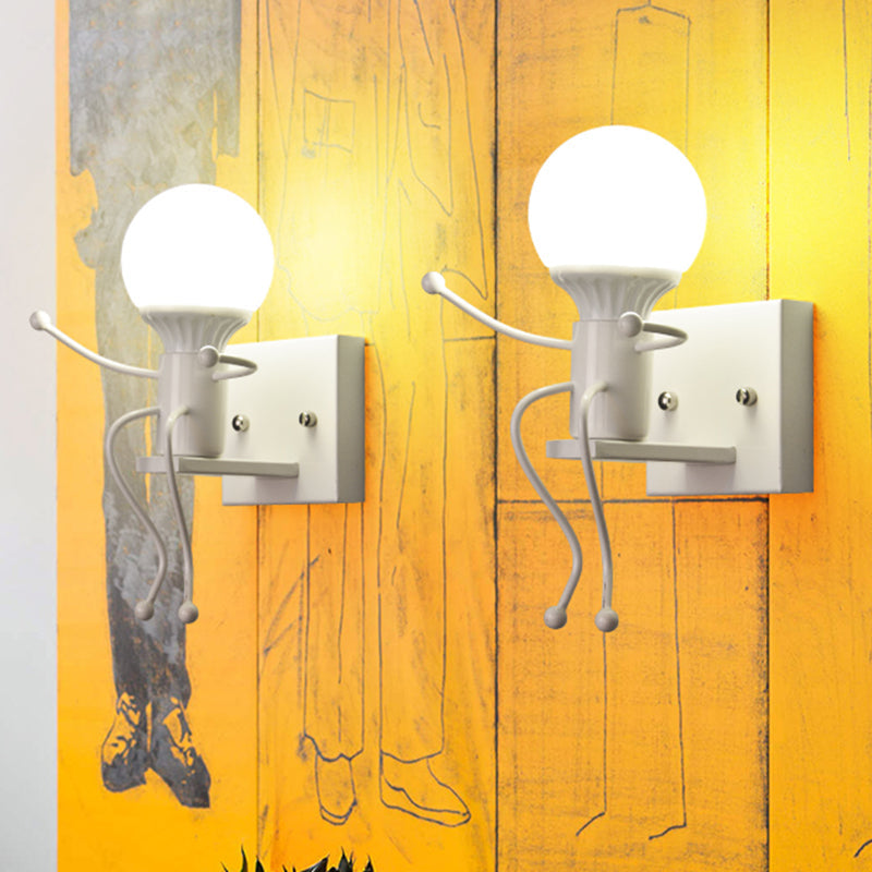 Frendorf | Metalen Kleine Robot Wandlamp Bare Bulb Eén Licht Moderne Stijl Wandlamp voor Gang Badkamer