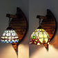 Frendorf | Industrieel Vintage Koepel Wandlamp Geelglas 1 Plek Hangende Wandarmatuur in Beige/blauw voor Gang