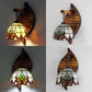Frendorf | Industrieel Vintage Koepel Wandlamp Geelglas 1 Plek Hangende Wandarmatuur in Beige/blauw voor Gang