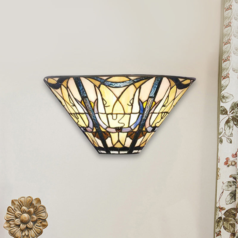 Frendorf | Mehrfarbige nach oben gerichtete Wandleuchte aus Tiffany-Glas, Wandmontageleuchte für zu Hause