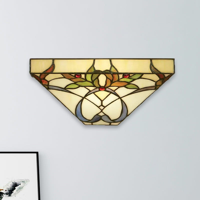 Frendorf | Mehrfarbige nach oben gerichtete Wandleuchte aus Tiffany-Glas, Wandmontageleuchte für zu Hause