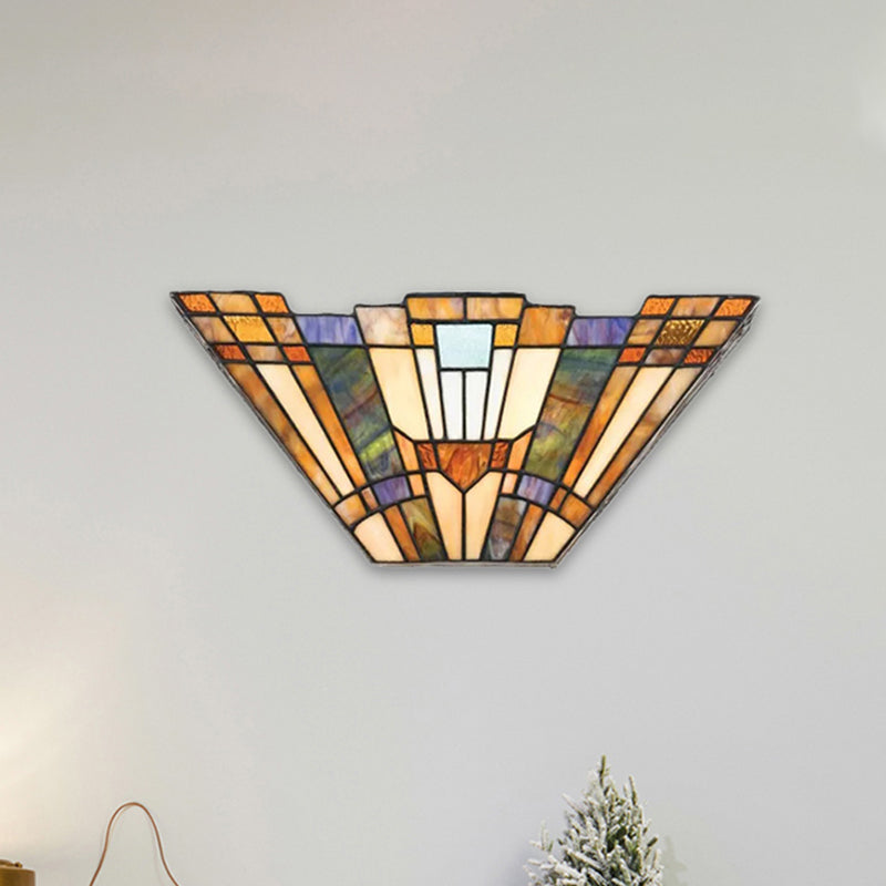 Frendorf | Mehrfarbige nach oben gerichtete Wandleuchte aus Tiffany-Glas, Wandmontageleuchte für zu Hause