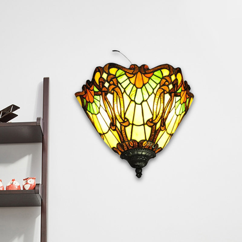 Frendorf | Mehrfarbige nach oben gerichtete Wandleuchte aus Tiffany-Glas, Wandmontageleuchte für zu Hause