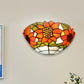 Frendorf | Sonnenblume Wandbeleuchtung mit Schalenform Buntglas Rustikale Tiffany Wandleuchte