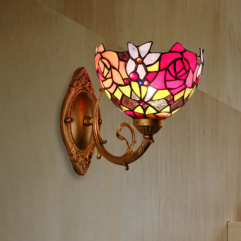 Frendorf | Lodge Flower Wand lamp met gebogen arm 1 licht mini wandverlichting voor woonkamer