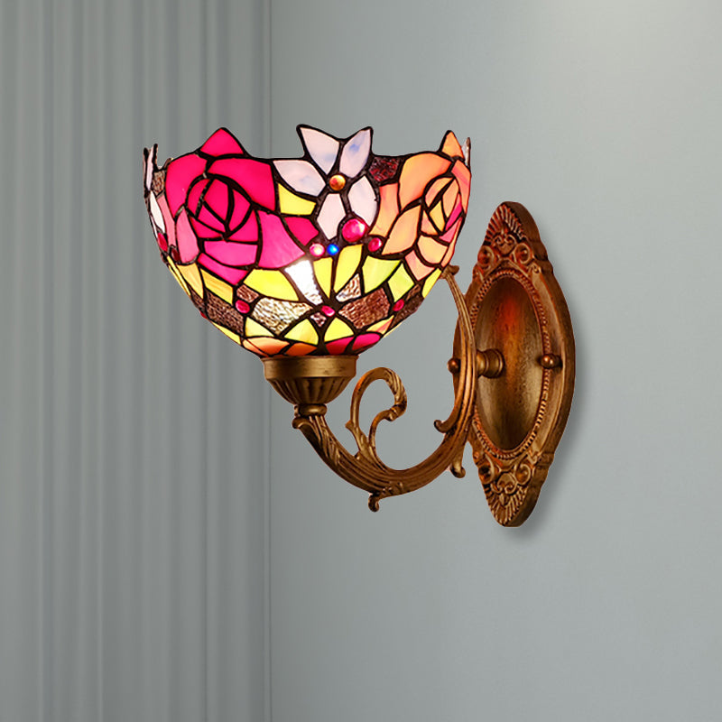 Frendorf | Lodge Flower Wand lamp met gebogen arm 1 licht mini wandverlichting voor woonkamer