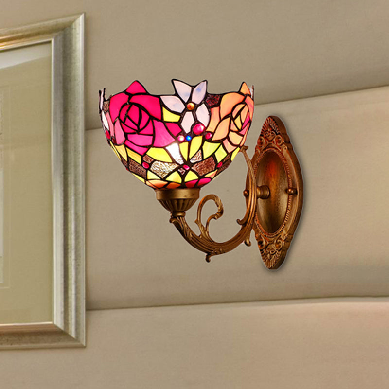 Frendorf | Lodge Flower Wand lamp met gebogen arm 1 licht mini wandverlichting voor woonkamer