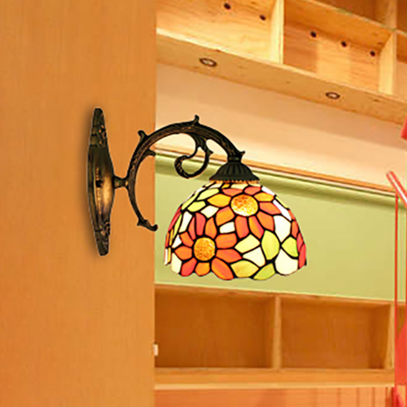 Frendorf | Lodge Flower Wand lamp met gebogen arm 1 licht mini wandverlichting voor woonkamer