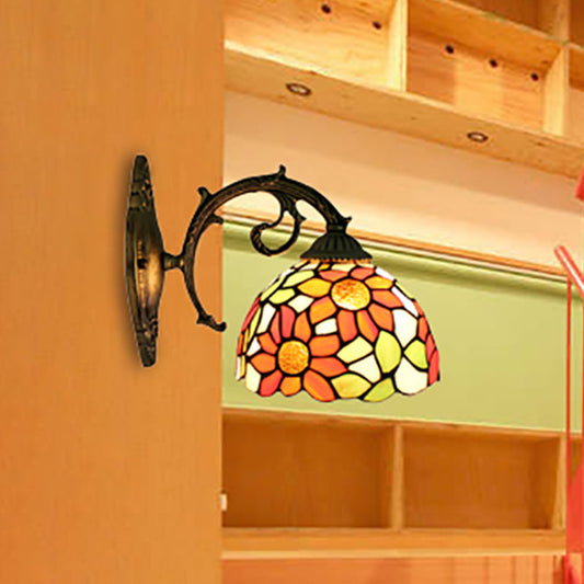 Frendorf | Lodge Flower Wand lamp met gebogen arm 1 licht mini wandverlichting voor woonkamer