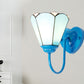 Frendorf | 1 Kop Hal Wandlamp Fixture Mediterraan Wit/Goud/Blauw Sconcelamp met Lily Blauwe Glazen Kap