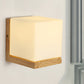 Frendorf | Hotel Restaurant Cube Wandlamp Opal Glas Holz 1 Licht Japanischer Stil Weiße Wandlampe