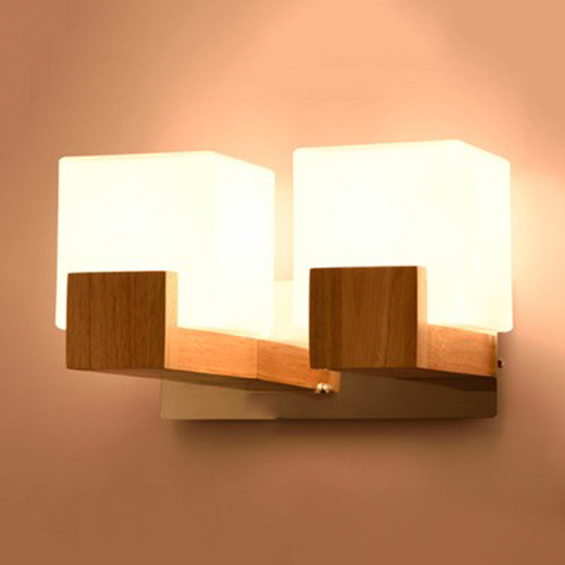 Frendorf | Witte Cube Wandlamp Japanse Stijl Eenvoudige Opale Glazen Wandlamp voor Trap Woonkamer