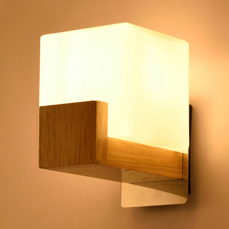 Frendorf | Witte Cube Wandlamp Japanse Stijl Eenvoudige Opale Glazen Wandlamp voor Trap Woonkamer