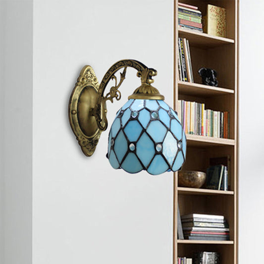 Frendorf | Vintage Dome Wandlamp Gecombineerd Glas Één Licht Mini Wandlamp in Messing