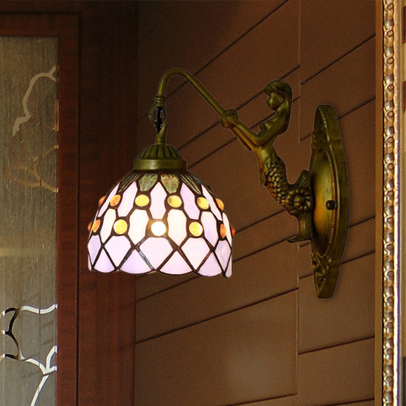 Frendorf | Vintage Dome Wandlamp Gecombineerd Glas Één Licht Mini Wandlamp in Messing