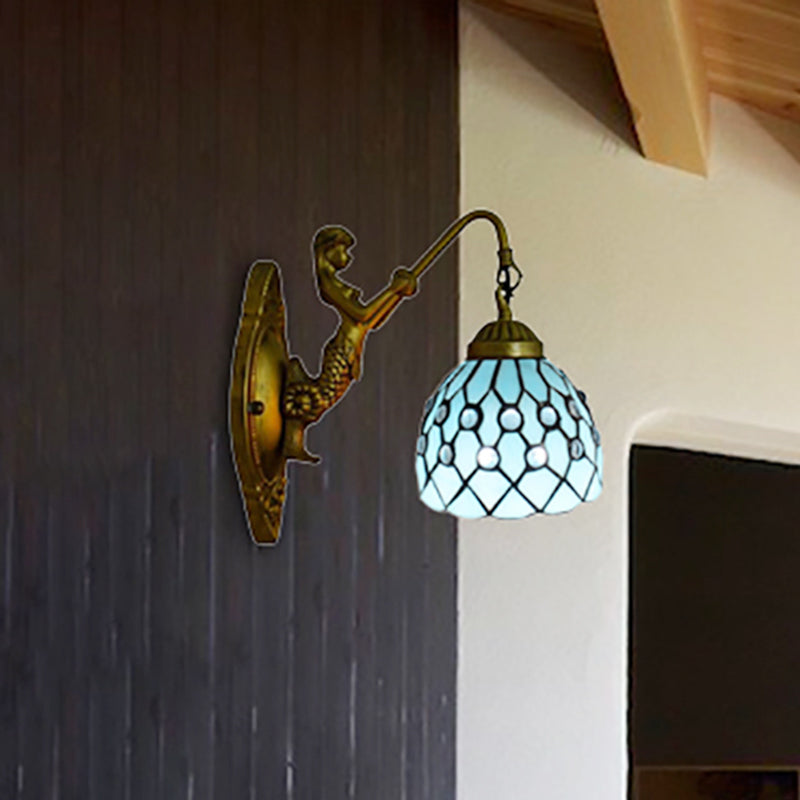Frendorf | Vintage Dome Wandlamp Gecombineerd Glas Één Licht Mini Wandlamp in Messing