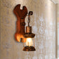 Rust Eins Licht Wandleuchte Küstliche Klare Glas Laterne Beleuchtung Fixture mit Holz Rückplatte