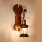 Rust Eins Licht Wandleuchte Küstliche Klare Glas Laterne Beleuchtung Fixture mit Holz Rückplatte