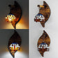 Frendorf | Vintage Gewölbte Wandlampe Buntglas 1 Licht Hängende Wandleuchte mit Libellenmuster in Lila/Blau