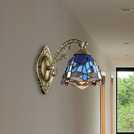 Frendorf | Lodge Style Libelle Wandmontage Licht Gevlochten Glas Multicolor Wandlamp Verlichting