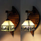 Frendorf | Klein Huis Wandmontage Fixture Tiffany Gevlekt Glas 1 Licht Wandlamp Fixture met Hert en Boom Patroon in Helder/Beige