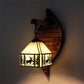 Frendorf | Klein Huis Wandmontage Fixture Tiffany Gevlekt Glas 1 Licht Wandlamp Fixture met Hert en Boom Patroon in Helder/Beige