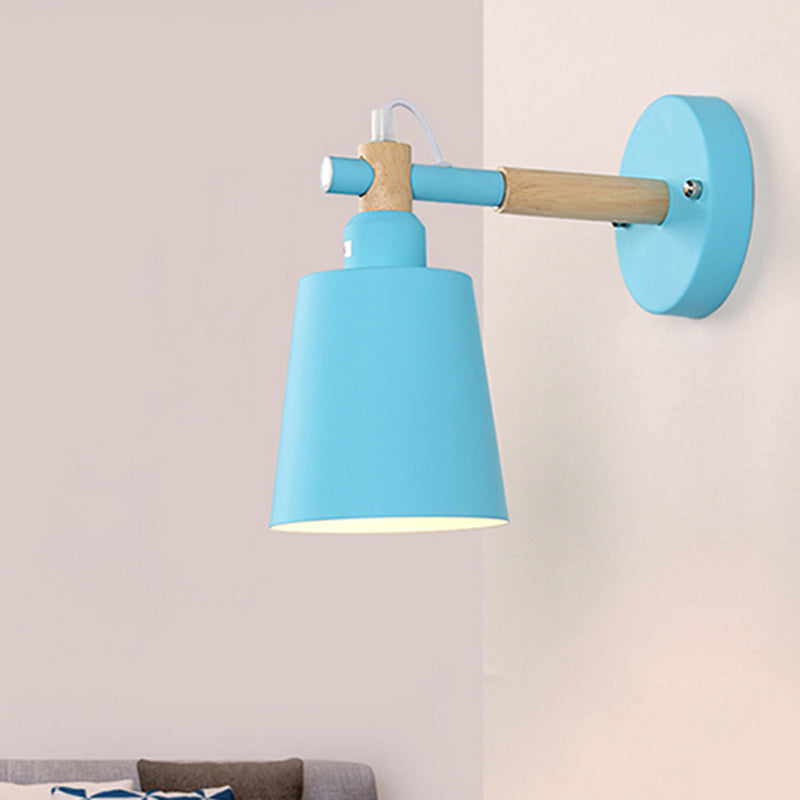 Candy Colored Bucket Sconce Light Angle Adjustable 1 Light Macaron Metal Sconce Lamp for Shop
