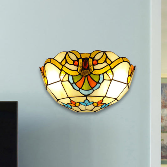 Frendorf | Victorian Bowl Wandbeleuchtung 1 Licht Buntglas Wandleuchte in Mehrfarben für Flur