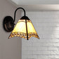 Frendorf | Pyramide Wandlamp Tiffany Blauw/Gele Glas 1 Kop Zwarte Wandlamp voor Woonkamer