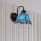 Frendorf | Pyramide Wandlamp Tiffany Blauw/Gele Glas 1 Kop Zwarte Wandlamp voor Woonkamer