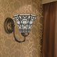 Frendorf | Tiffany stijl mini wandlamp met gebogen arm 1 licht kunstglas wandverlichting in verouderd messing