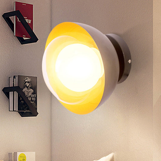 Frendorf | Loft Style Bowl Wandmontage Licht 1 Gloeilamp Metaal Wandverlichting met Heldere Glazen Kap in Zwart voor Slaapkamer