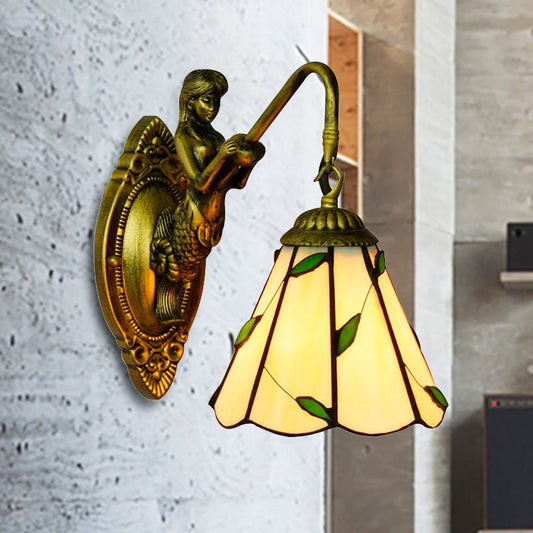 Frendorf | 1 Hoofdmontage Verlichting Tiffany Lily Blauw/Geel Glazen Wandlamp voor Gang
